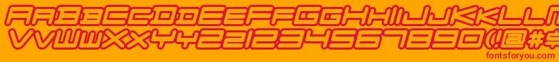 FZGXVenueFontOutlines Oblique Font – Red Fonts on Orange Background