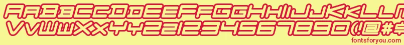 FZGXVenueFontOutlines Oblique Font – Red Fonts on Yellow Background