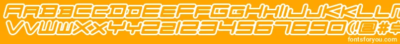 Шрифт FZGXVenueFontOutlines Oblique – белые шрифты на оранжевом фоне