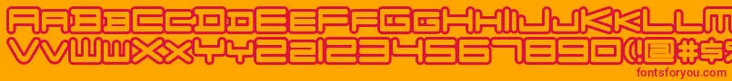 FZGXVenueFontOutlines Regular-Schriftart – Rote Schriften auf orangefarbenem Hintergrund