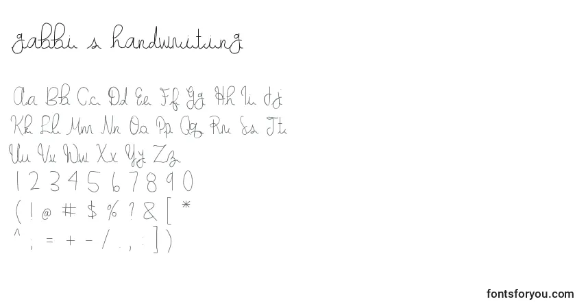 Шрифт Gabbi s handwriting – алфавит, цифры, специальные символы