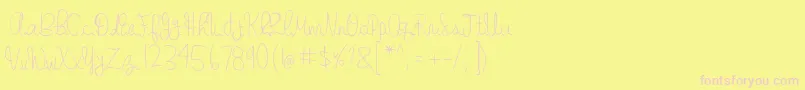 フォントgabbi s handwriting – ピンクのフォント、黄色の背景