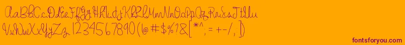 gabbi s handwriting-Schriftart – Violette Schriften auf orangefarbenem Hintergrund