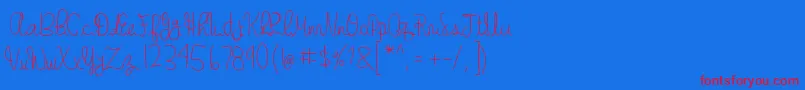 Fonte gabbi s handwriting – fontes vermelhas em um fundo azul