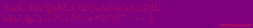 gabbi s handwriting-Schriftart – Rote Schriften auf violettem Hintergrund