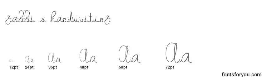 Rozmiary czcionki Gabbi s handwriting