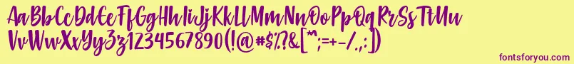 フォントGabelisa Font by Keithzo 7NTypes – 紫色のフォント、黄色の背景