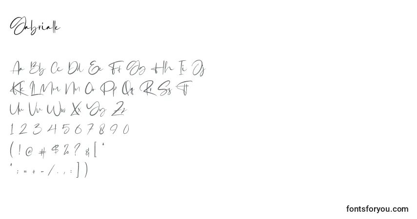 Fuente Gabrialle - alfabeto, números, caracteres especiales