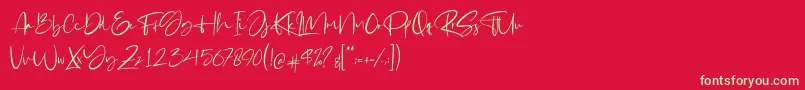 フォントGabrialle – 赤い背景に緑の文字