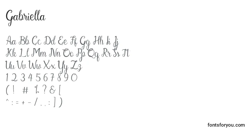Gabriella-fontti – aakkoset, numerot, erikoismerkit