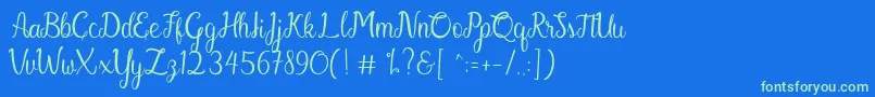 Gabriella Font – Green Fonts on Blue Background