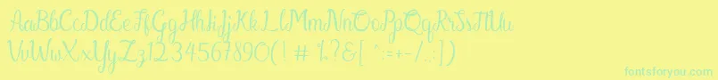 Gabriella Font – Green Fonts on Yellow Background