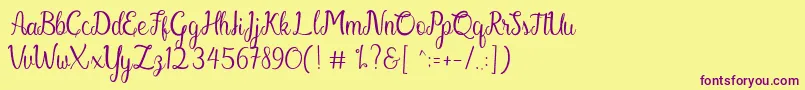 Gabriella Font – Purple Fonts on Yellow Background