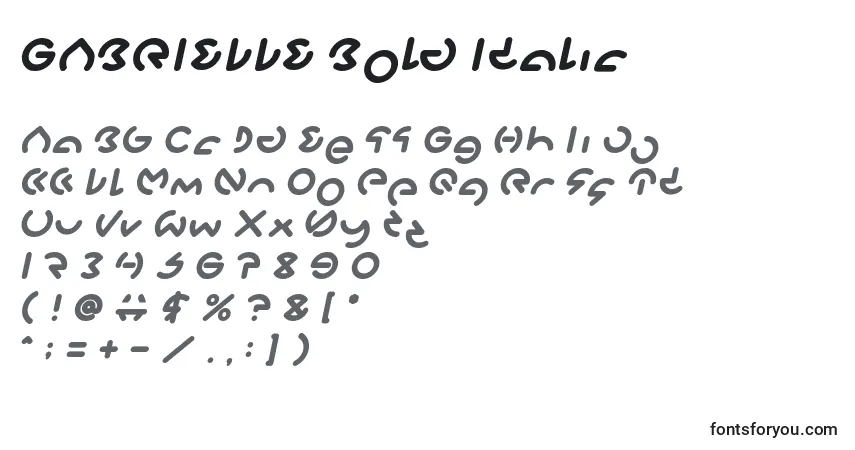 Schriftart GABRIELLE Bold Italic – Alphabet, Zahlen, spezielle Symbole