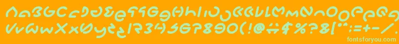 Fonte GABRIELLE Bold Italic – fontes verdes em um fundo laranja