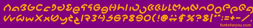 Fonte GABRIELLE Bold Italic – fontes laranjas em um fundo violeta