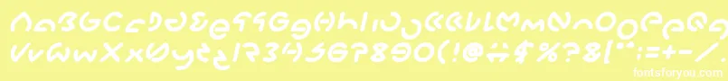 Fonte GABRIELLE Bold Italic – fontes brancas em um fundo amarelo