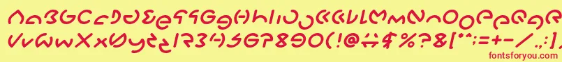 Fonte GABRIELLE Italic – fontes vermelhas em um fundo amarelo