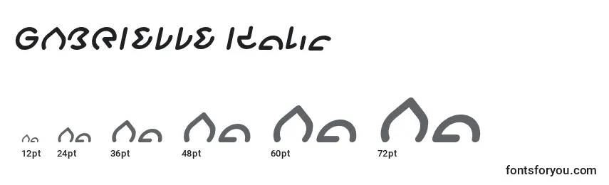 Tamaños de fuente GABRIELLE Italic
