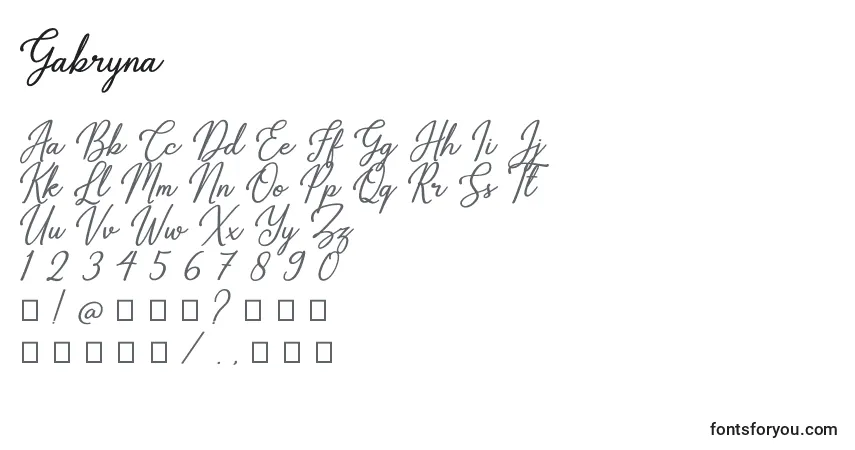 Czcionka Gabryna – alfabet, cyfry, specjalne znaki
