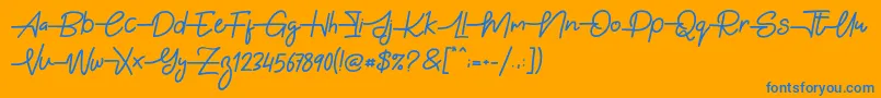 Gabuek Script Font – Blue Fonts on Orange Background