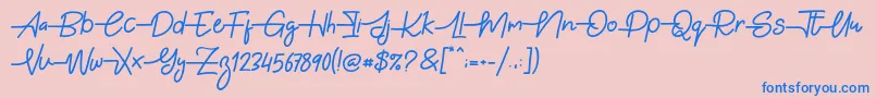 Gabuek Script Font – Blue Fonts on Pink Background