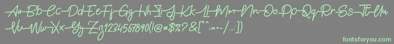 Gabuek Script Font – Green Fonts on Gray Background