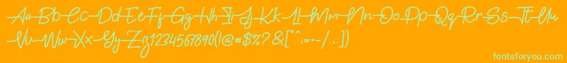Gabuek Script Font – Green Fonts on Orange Background