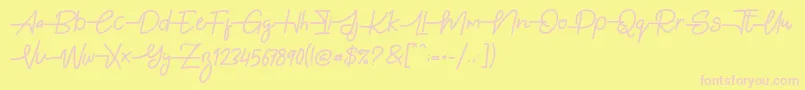 Gabuek Script Font – Pink Fonts on Yellow Background