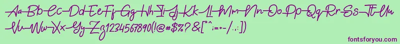 Gabuek Script Font – Purple Fonts on Green Background