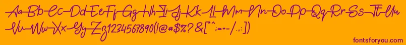 フォントGabuek Script – オレンジの背景に紫のフォント