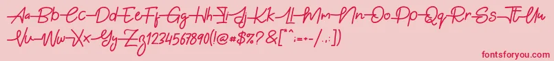 フォントGabuek Script – ピンクの背景に赤い文字