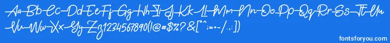 Gabuek Script Font – White Fonts on Blue Background