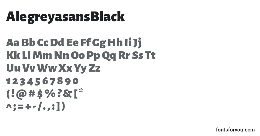 Шрифт AlegreyasansBlack – алфавит, цифры, специальные символы