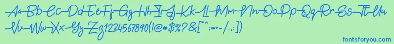 Gabuek Script Font – Blue Fonts on Green Background