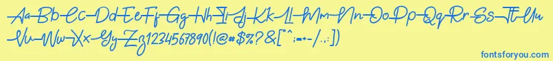 Police Gabuek Script – polices bleues sur fond jaune