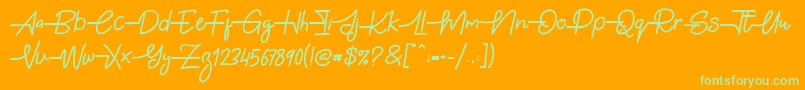 Gabuek Script Font – Green Fonts on Orange Background