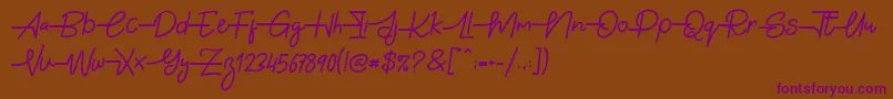 Gabuek Script Font – Purple Fonts on Brown Background