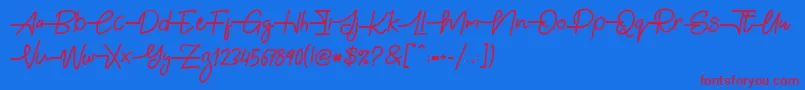 フォントGabuek Script – 赤い文字の青い背景