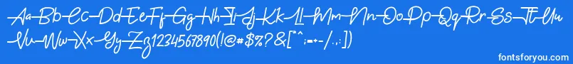 フォントGabuek Script – 青い背景に白い文字