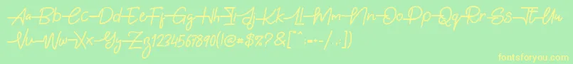 Fonte Gabuek Script – fontes amarelas em um fundo verde