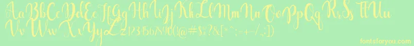 gabylia-Schriftart – Gelbe Schriften auf grünem Hintergrund