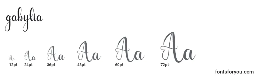 Размеры шрифта Gabylia