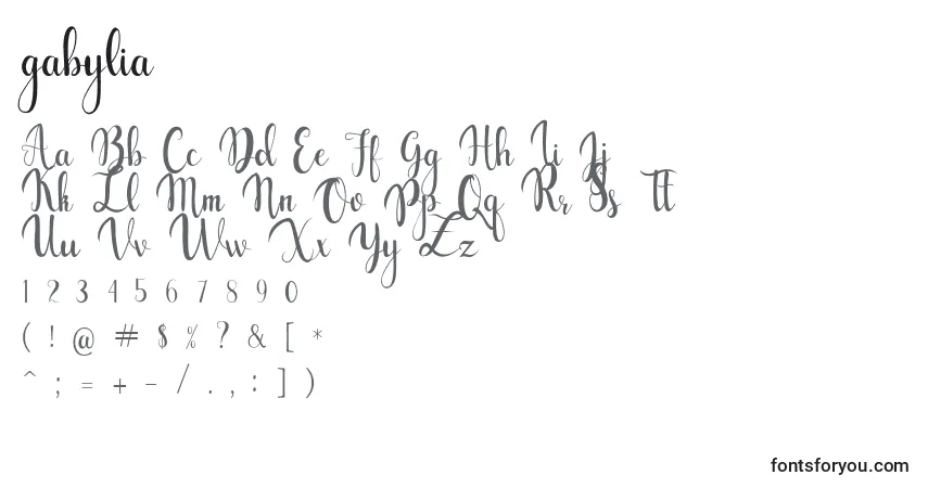 A fonte Gabylia (127582) – alfabeto, números, caracteres especiais