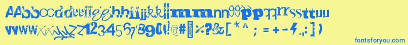 Gadetyper Regular-Schriftart – Blaue Schriften auf gelbem Hintergrund