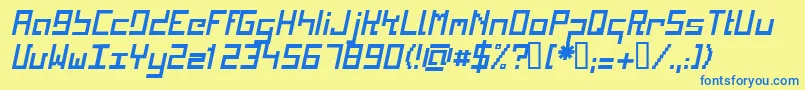 Kinki ffy-Schriftart – Blaue Schriften auf gelbem Hintergrund