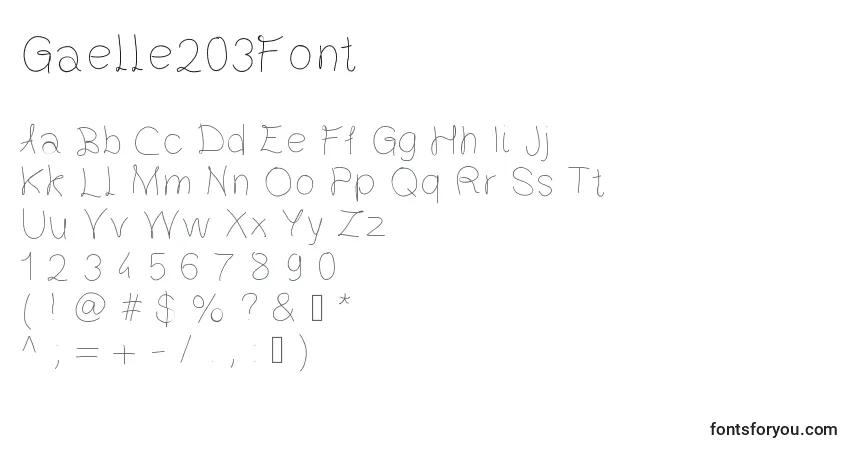 Schriftart Gaelle203Font – Alphabet, Zahlen, spezielle Symbole