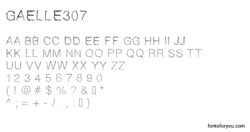 Czcionka Gaelle307 – alfabet, cyfry, specjalne znaki