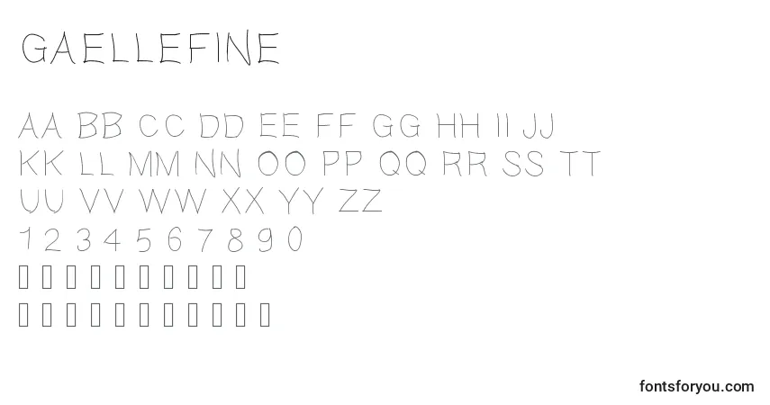 Шрифт Gaellefine – алфавит, цифры, специальные символы