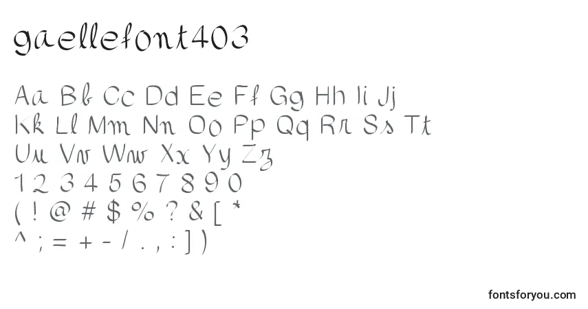 Czcionka Gaellefont403 – alfabet, cyfry, specjalne znaki